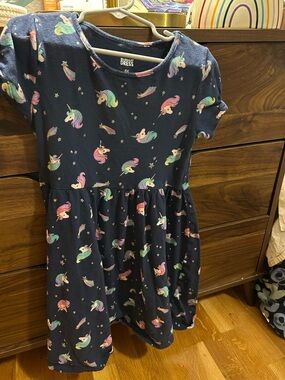 Girl’s Unicorn Print Navy  Dress Jumping Beans size 6X